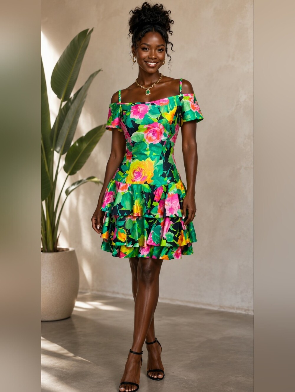 Vintage AJ Bari Saks Fifth Avenue Tropical Dress